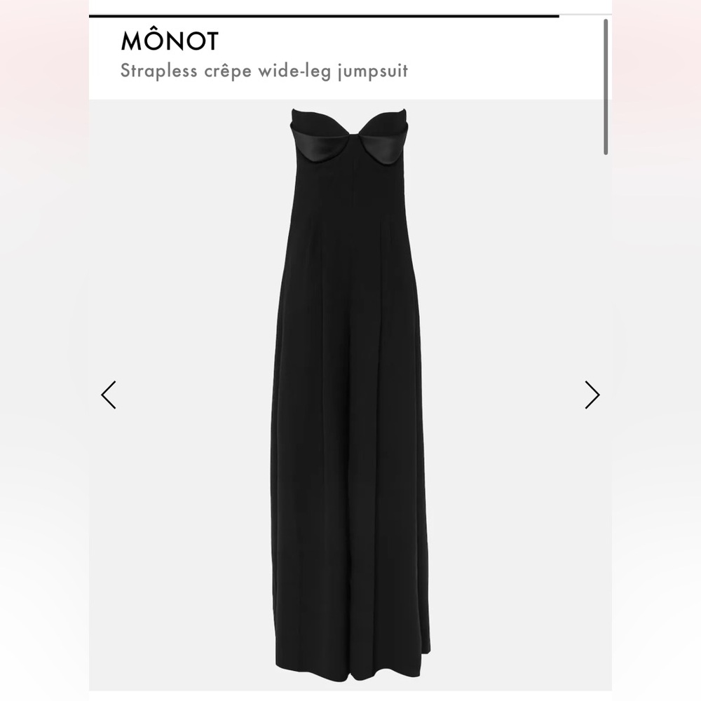 Mônot Black Strapless Wide-Leg Jumpsuit